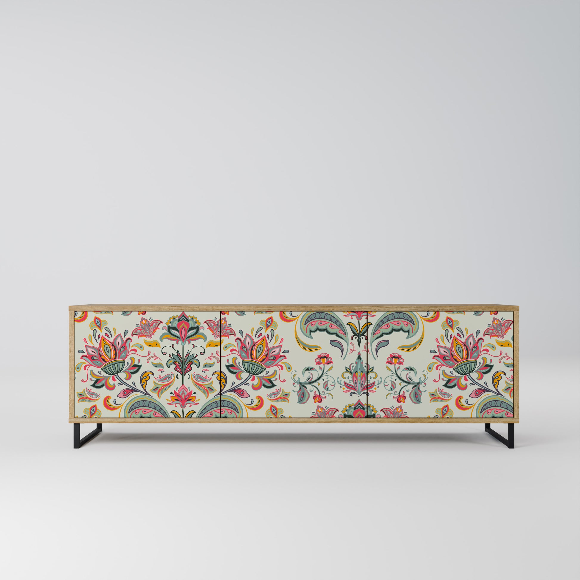 ORGANIC FOLKLORE 3-Door TV Stand in Oak Effect