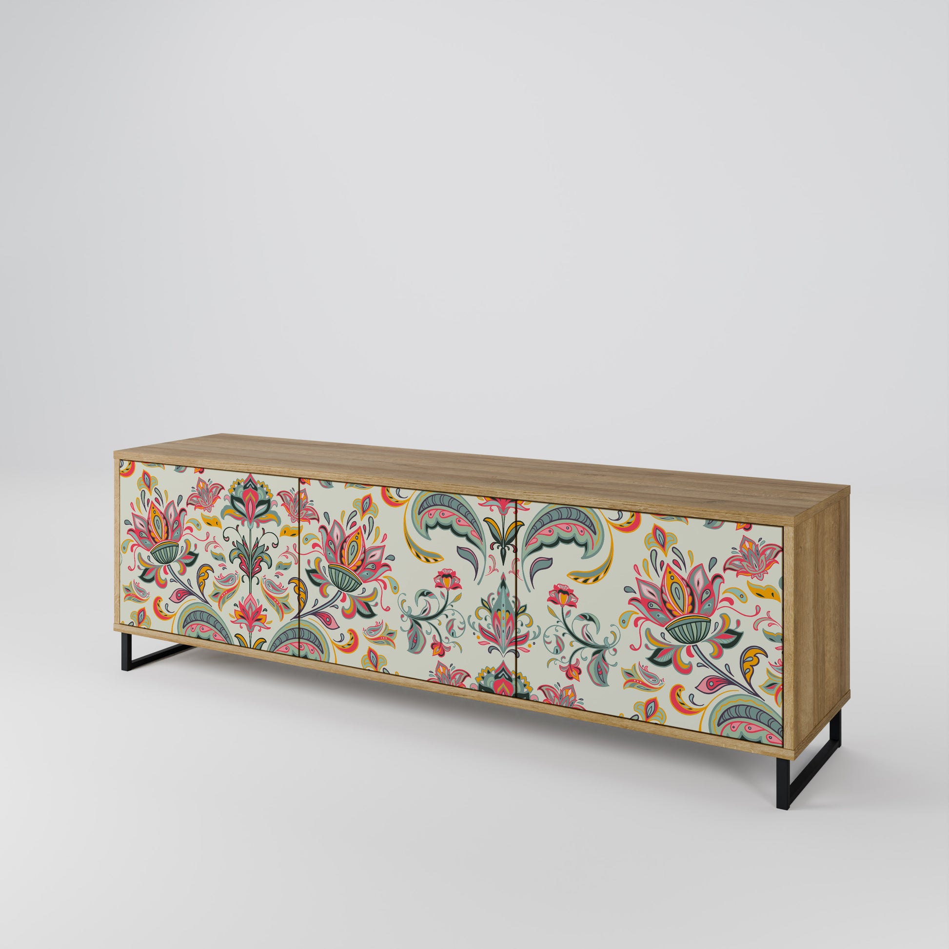 ORGANIC FOLKLORE 3-Door TV Stand in Oak Effect