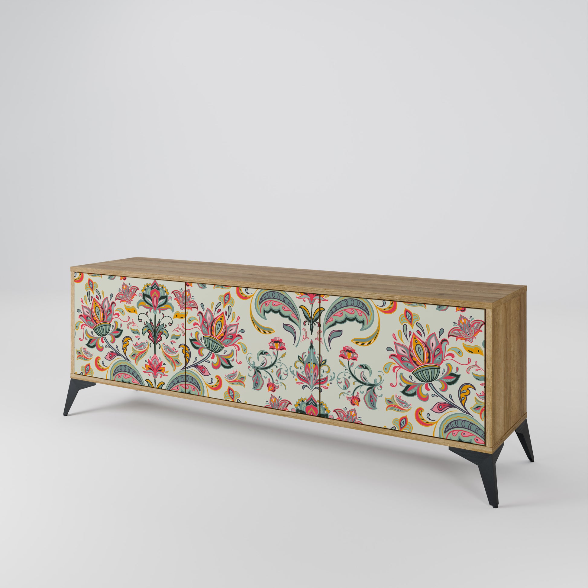 ORGANIC FOLKLORE 3-Door TV Stand in Oak Effect