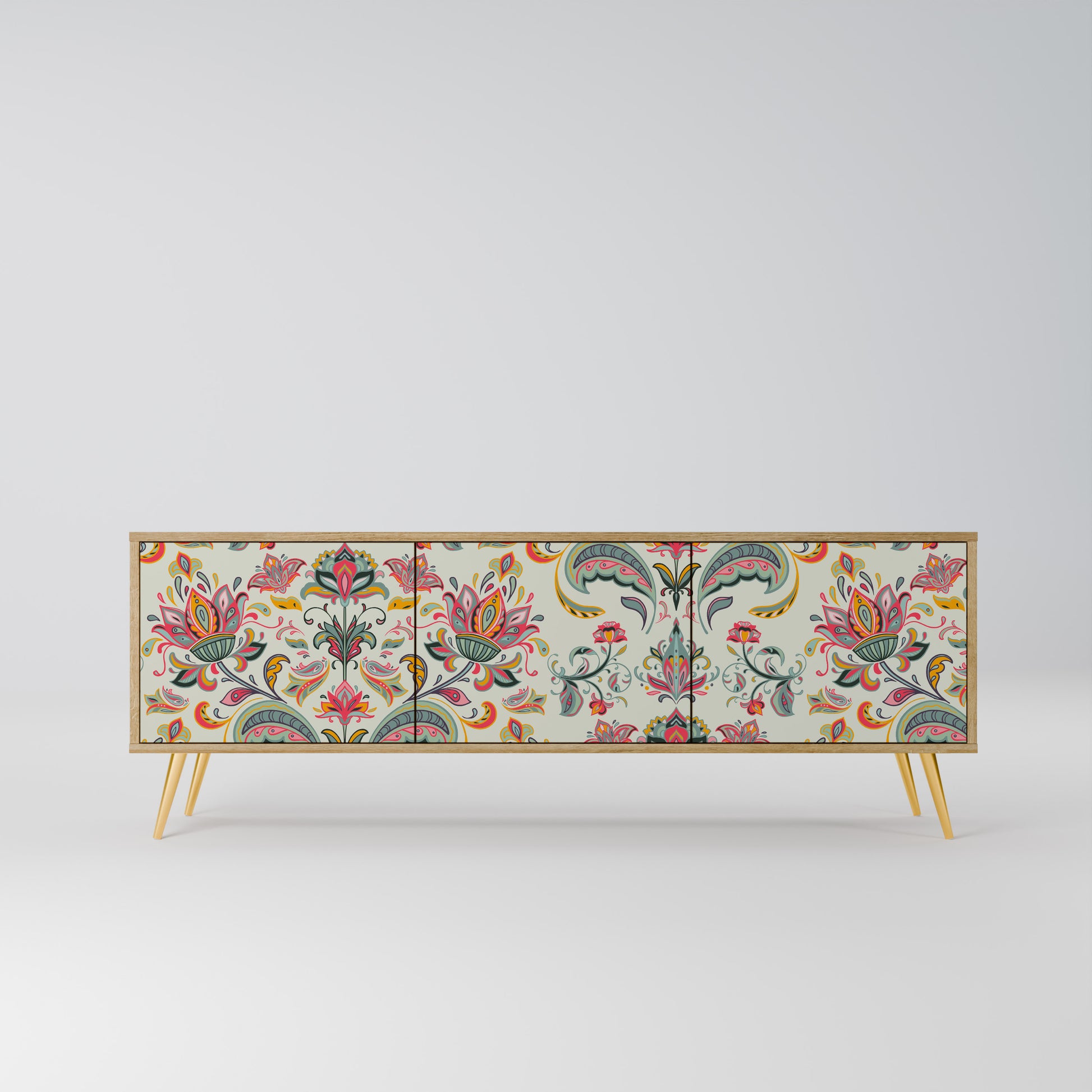 ORGANIC FOLKLORE 3-Door TV Stand in Oak Effect