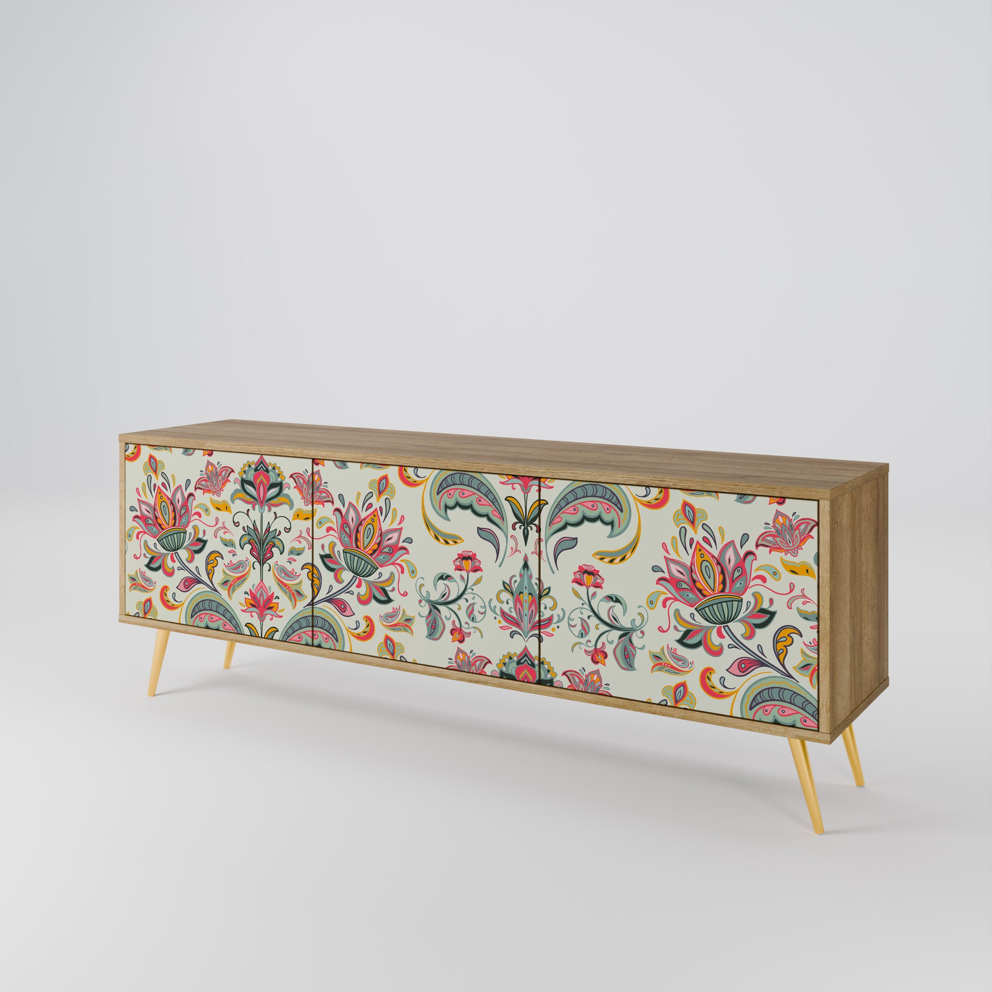 ORGANIC FOLKLORE 3-Door TV Stand in Oak Effect
