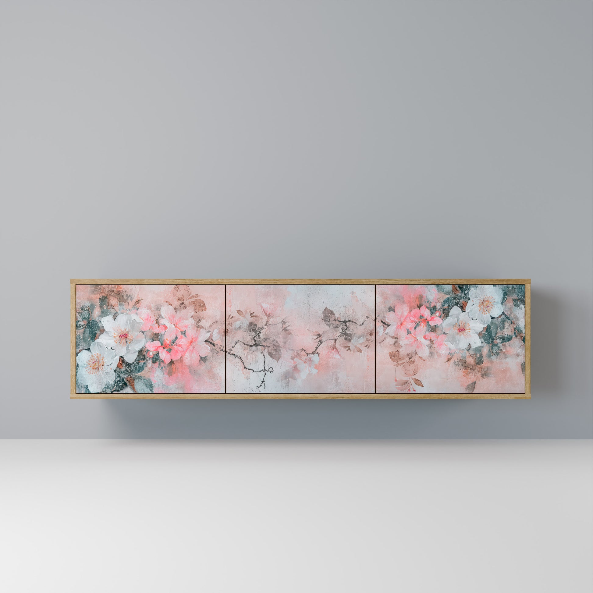 CHERRY BLOSSOM 3-Door TV Stand in Oak Effect