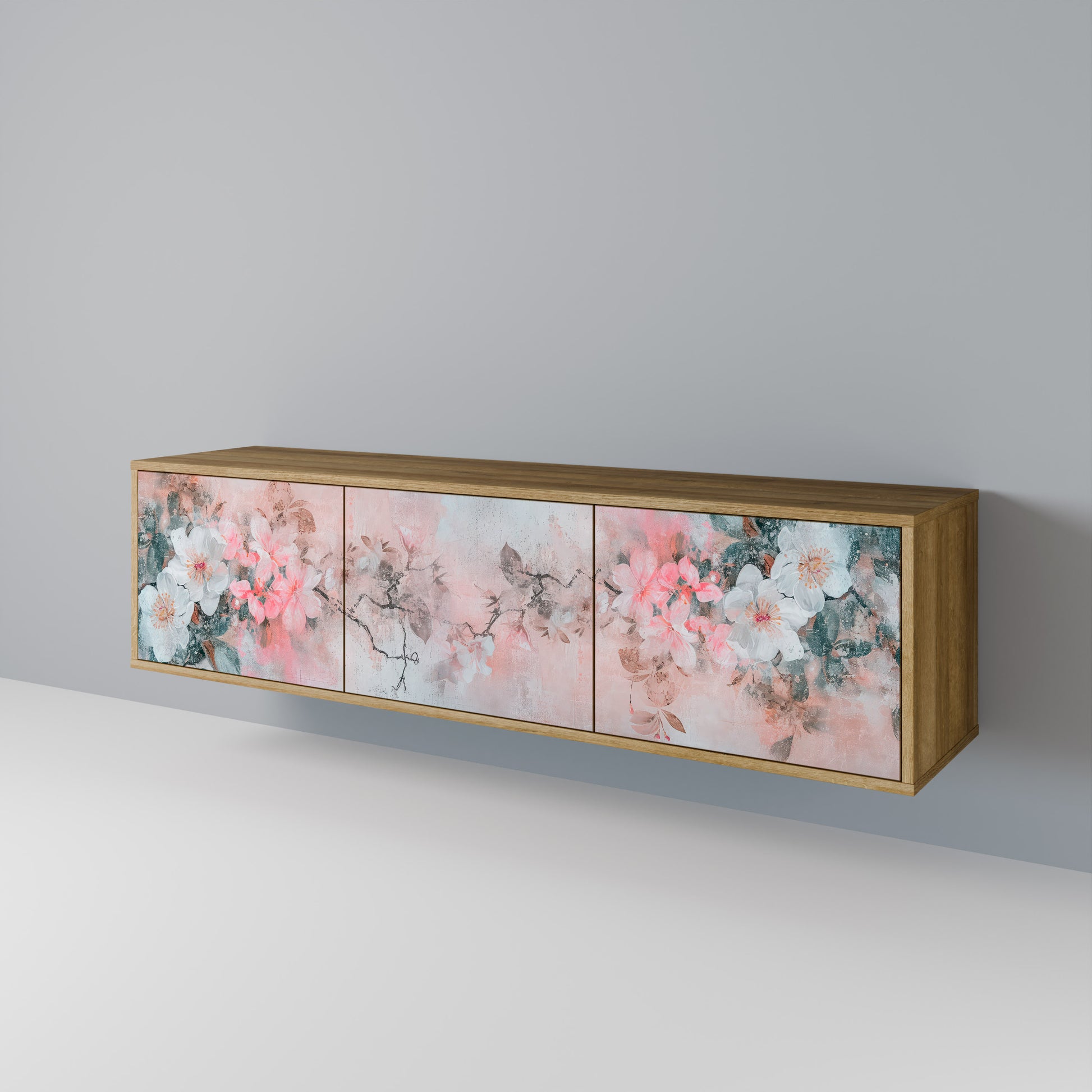 CHERRY BLOSSOM 3-Door TV Stand in Oak Effect