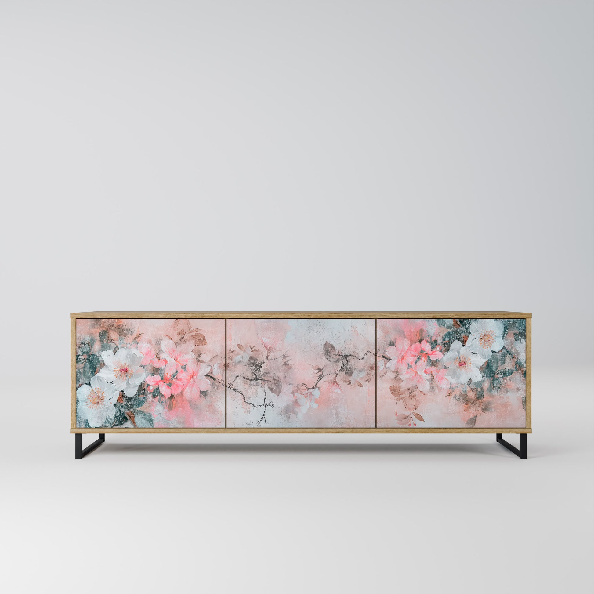 CHERRY BLOSSOM 3-Door TV Stand in Oak Effect