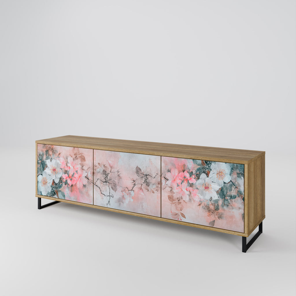 Mueble de TV de 3 puertas CHERRY BLOSSOM con efecto roble