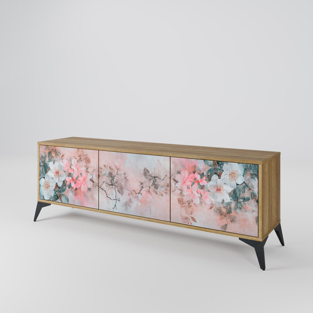 Mueble de TV de 3 puertas CHERRY BLOSSOM con efecto roble