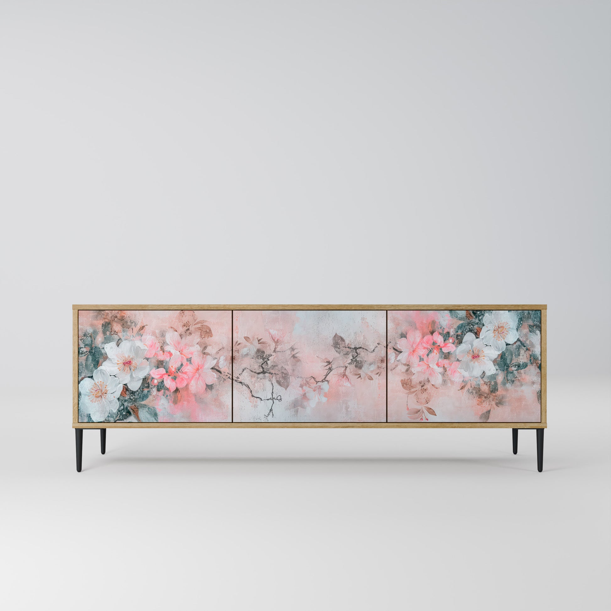 CHERRY BLOSSOM 3-Door TV Stand in Oak Effect
