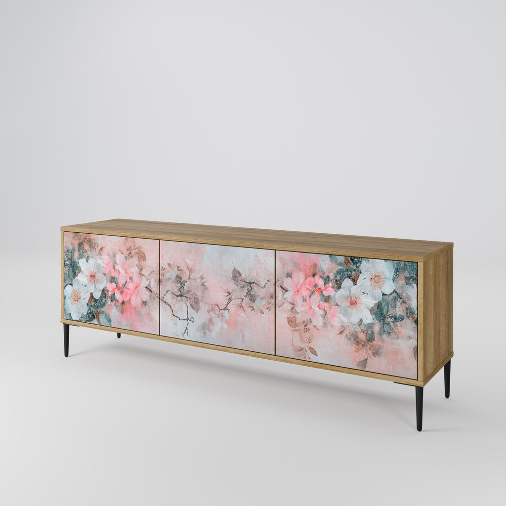 Mueble de TV de 3 puertas CHERRY BLOSSOM con efecto roble