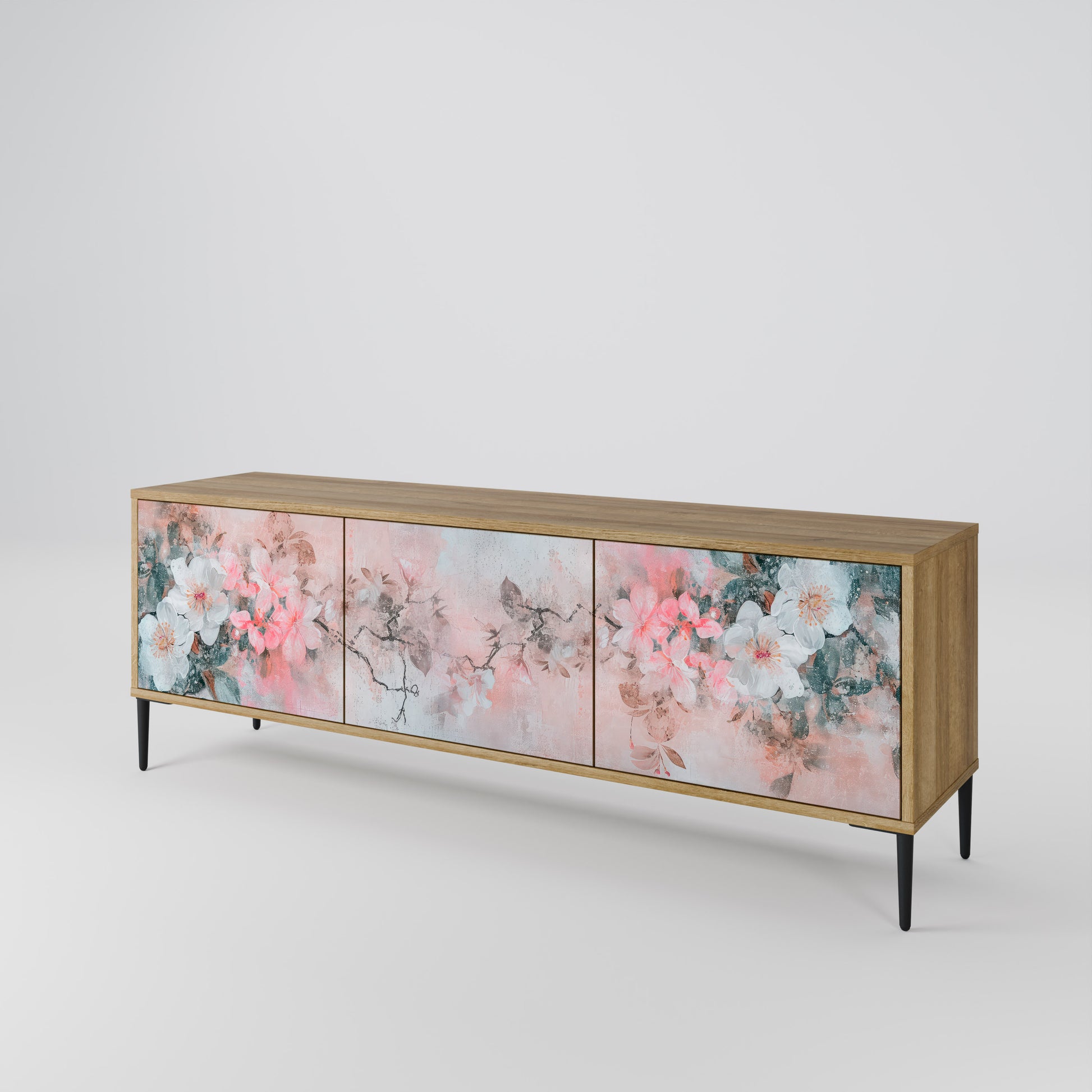 CHERRY BLOSSOM 3-Door TV Stand in Oak Effect
