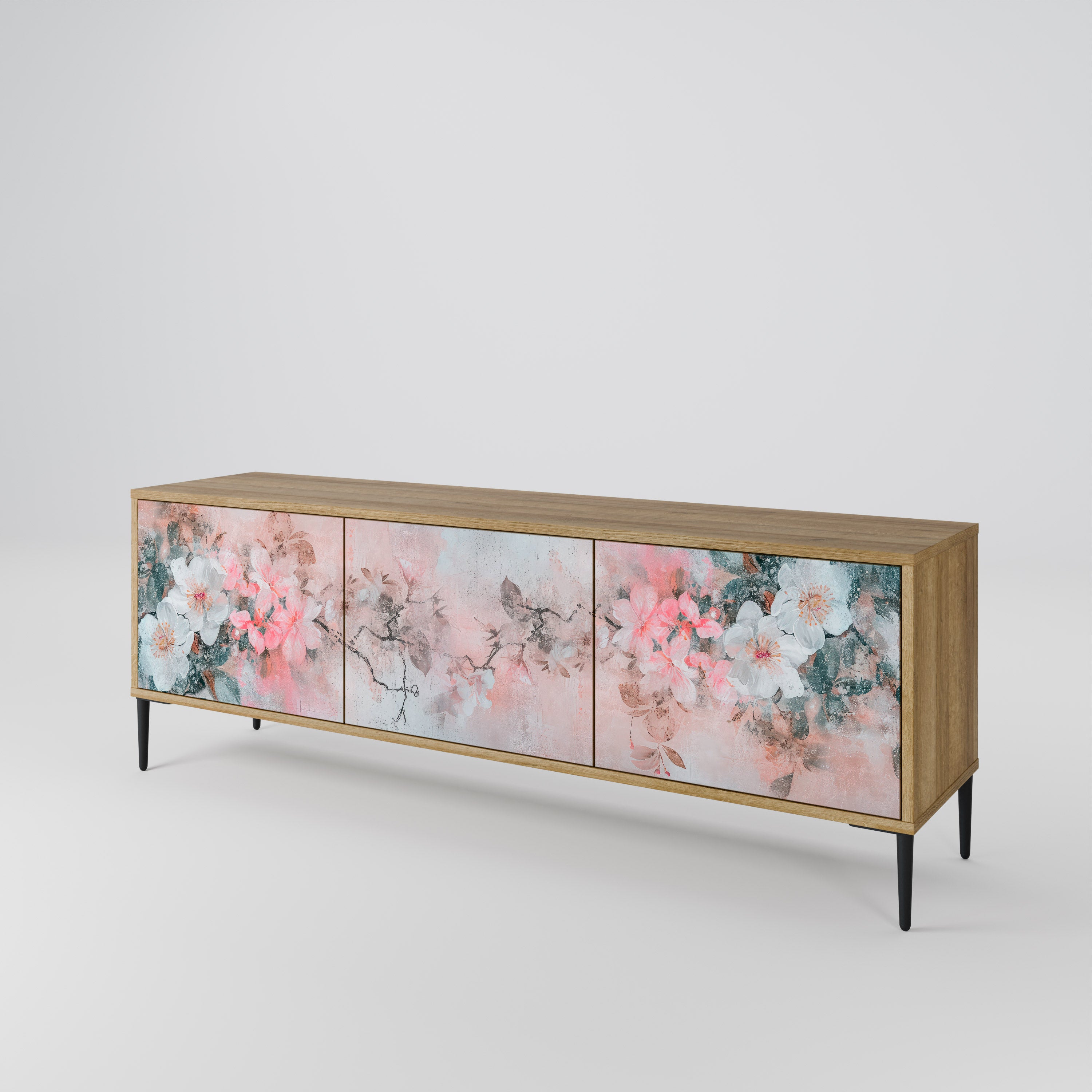 CHERRY BLOSSOM 3-Door TV Stand in Oak Effect