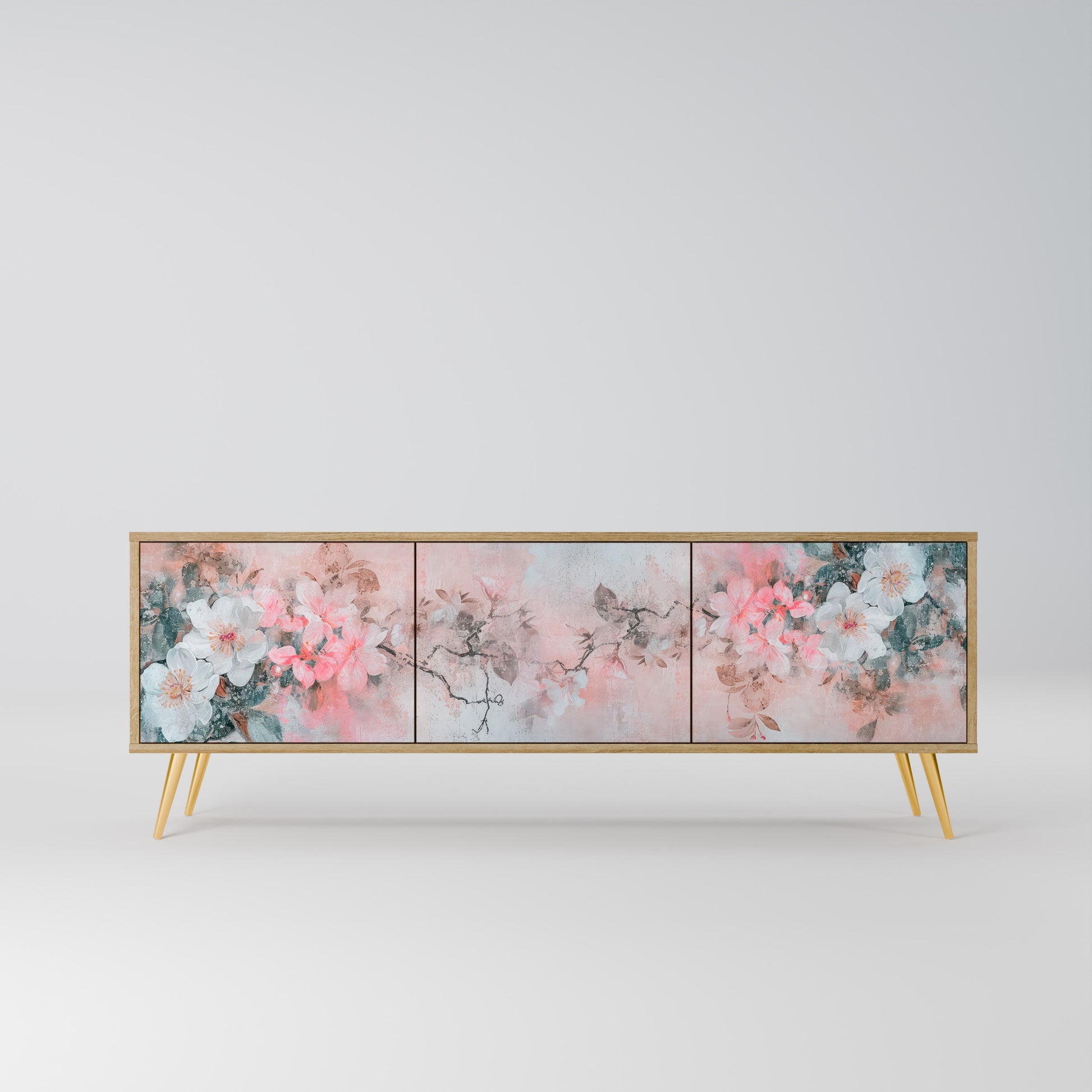 CHERRY BLOSSOM 3-Door TV Stand in Oak Effect