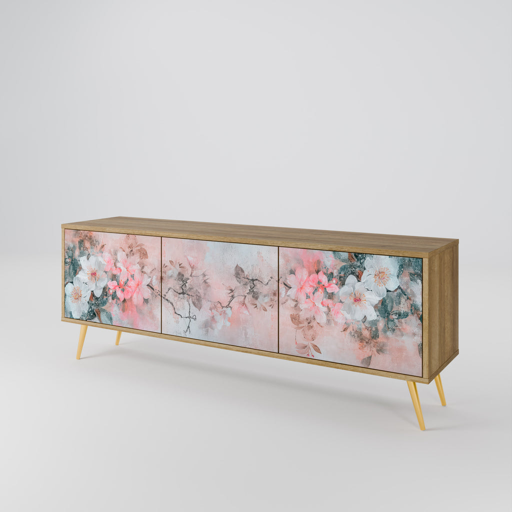 Mueble de TV de 3 puertas CHERRY BLOSSOM con efecto roble