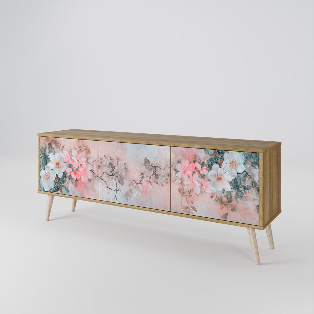 Mueble de TV de 3 puertas CHERRY BLOSSOM con efecto roble
