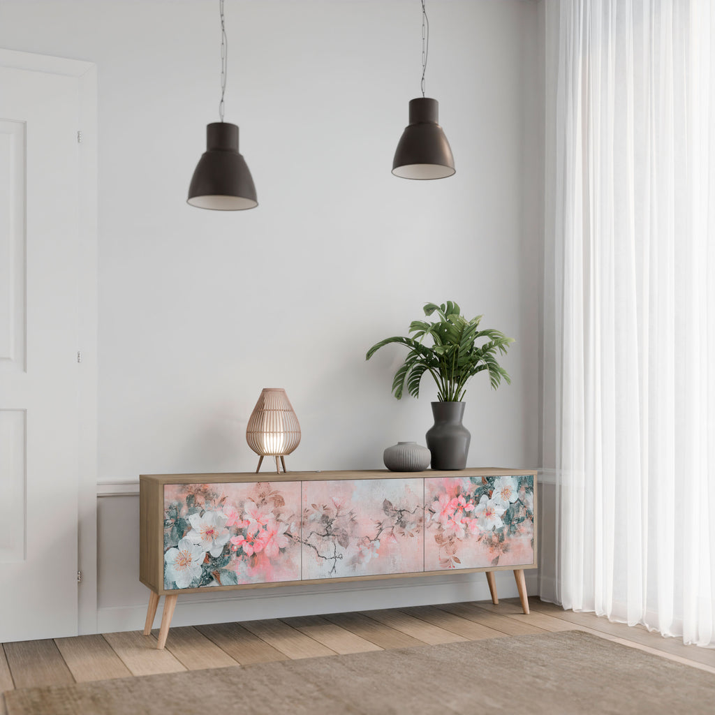 Mueble de TV de 3 puertas CHERRY BLOSSOM con efecto roble