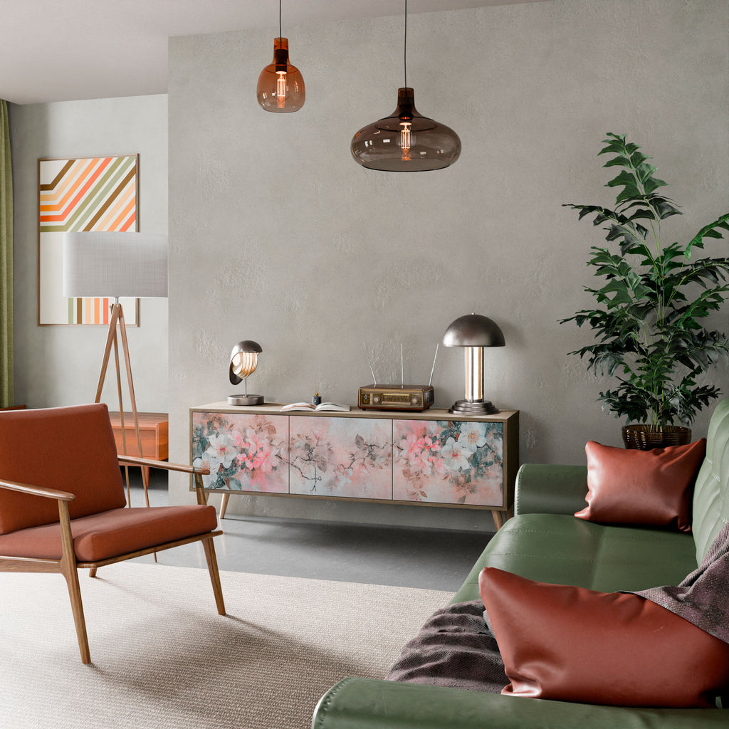Mueble de TV de 3 puertas CHERRY BLOSSOM con efecto roble