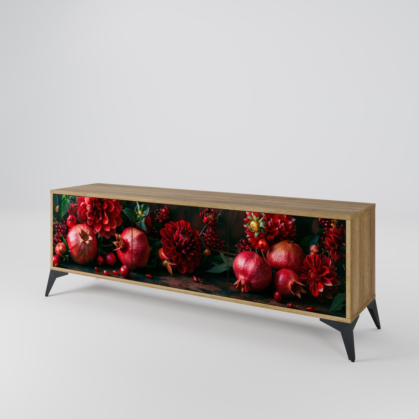 DAHLIAS AND POMEGRANATES Mueble de TV de 3 Puertas