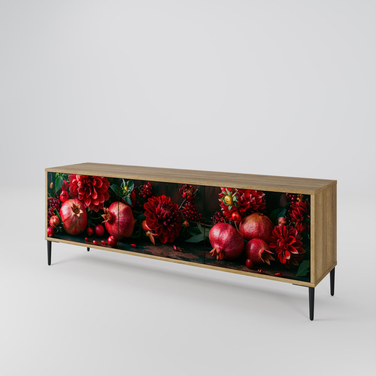 DAHLIAS AND POMEGRANATES Mueble de TV de 3 Puertas