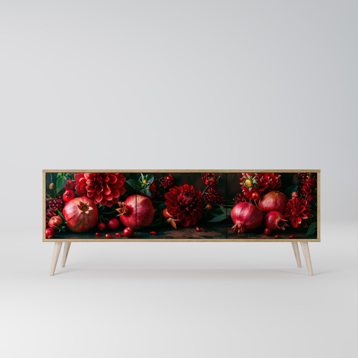 DAHLIAS AND POMEGRANATES Mueble de TV de 3 Puertas