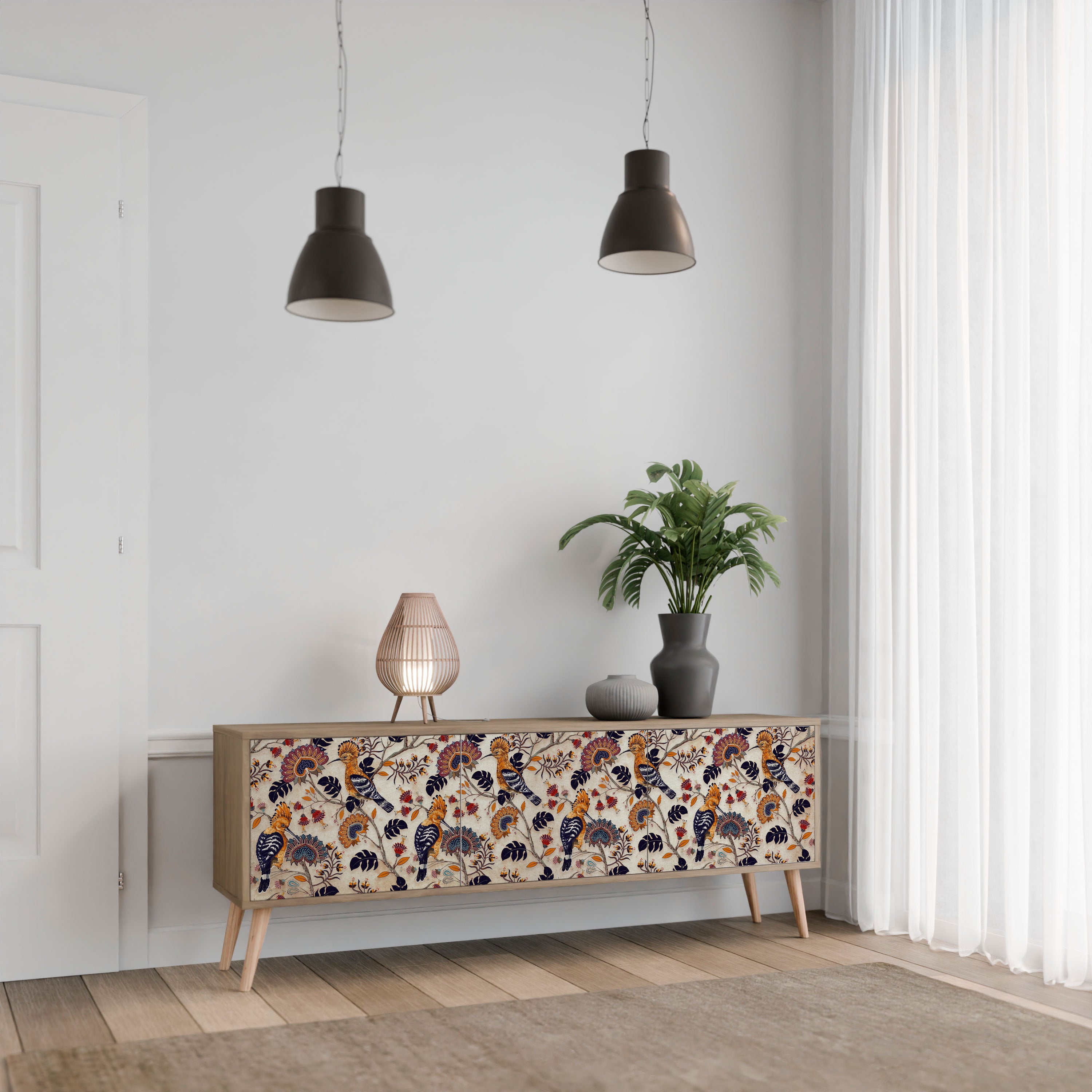 EMINENT HOOPOE 3-Door TV Stand in Oak Effect