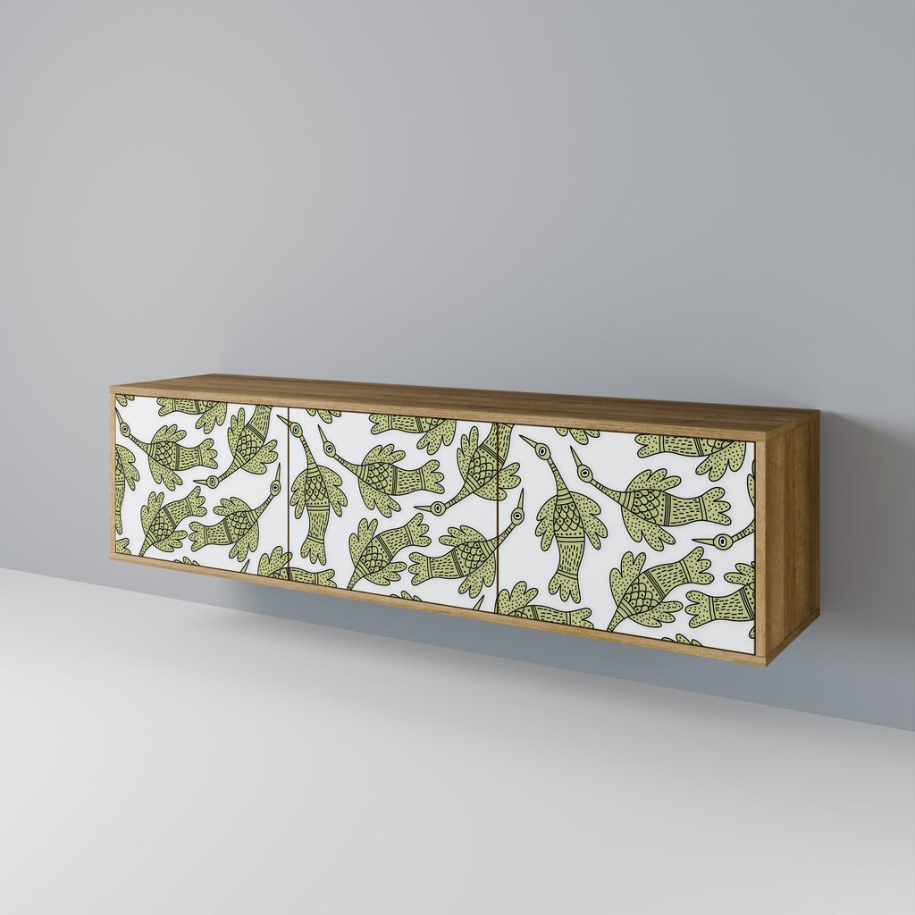 Mueble de TV de 3 puertas SEEDLING SONGBIRD con efecto roble