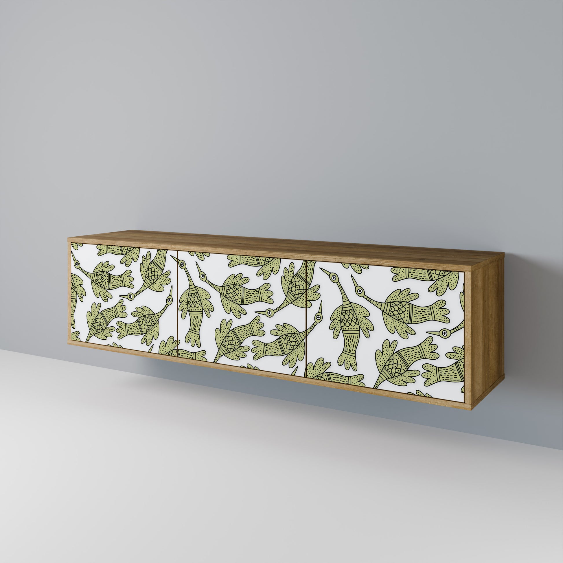 SEEDLING SONGBIRD 3-Door TV Stand in Oak Effect