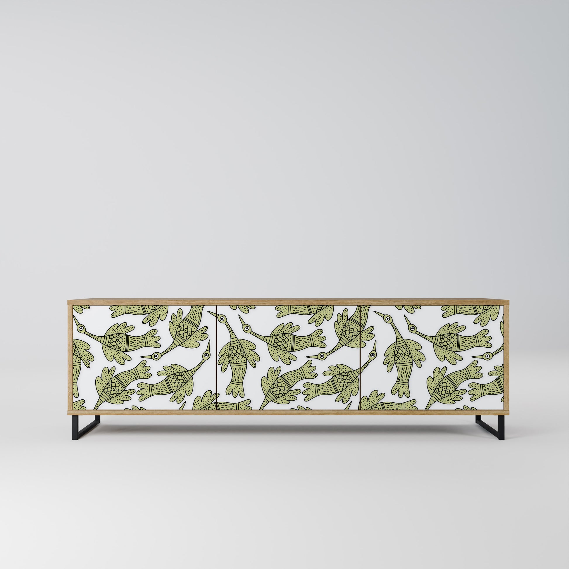 SEEDLING SONGBIRD 3-Door TV Stand in Oak Effect