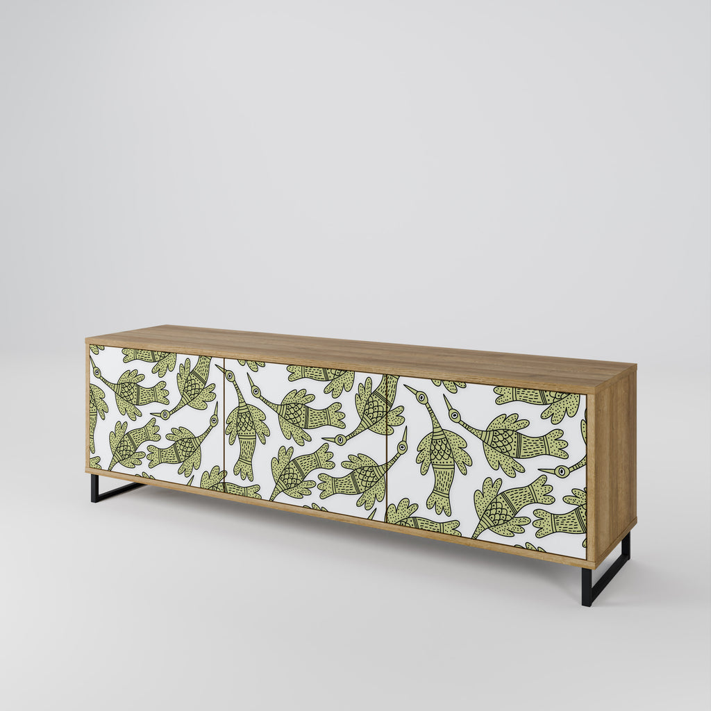 Mueble de TV de 3 puertas SEEDLING SONGBIRD con efecto roble