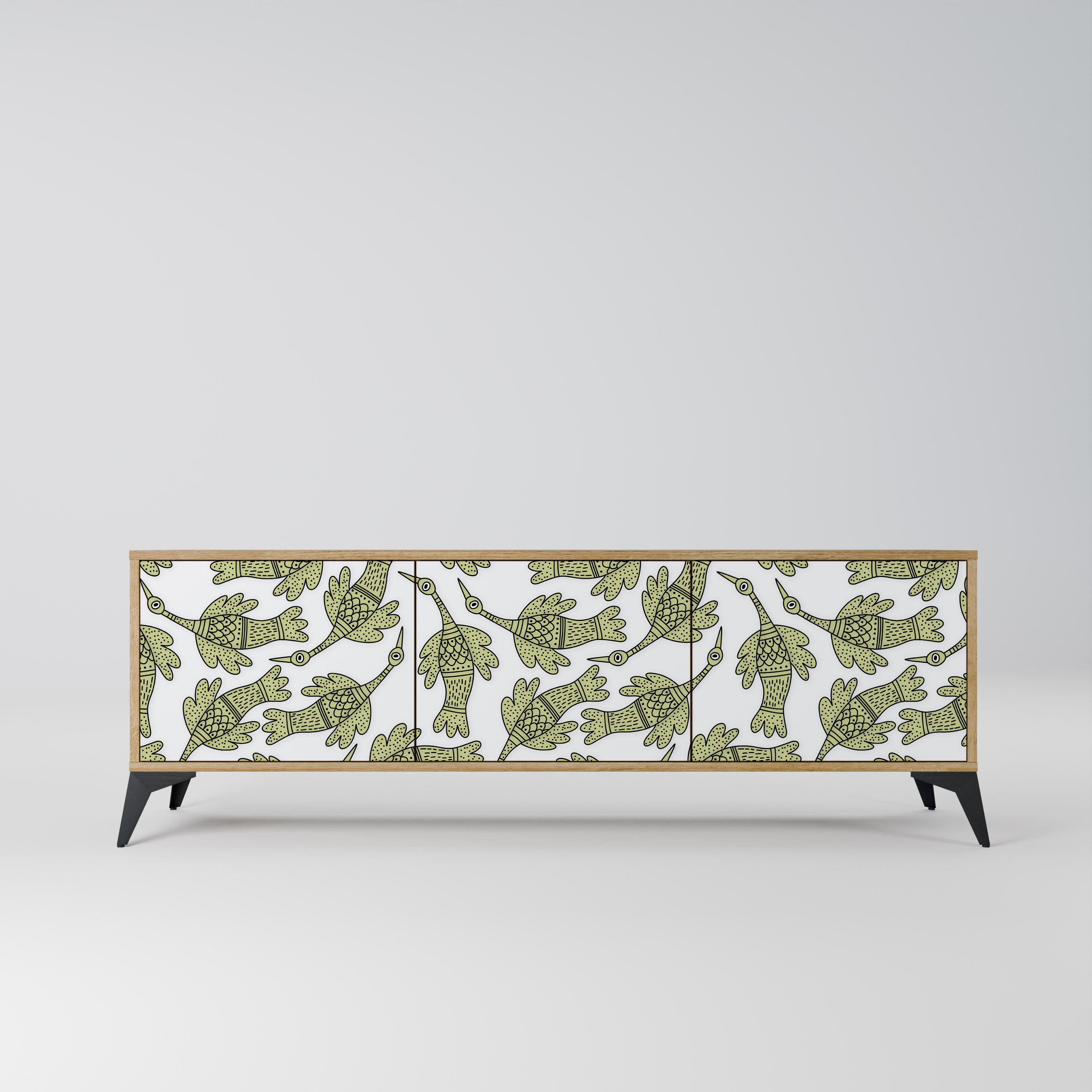 SEEDLING SONGBIRD 3-Door TV Stand in Oak Effect