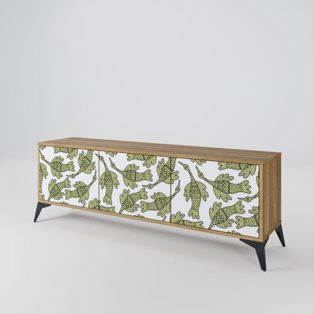 Mueble de TV de 3 puertas SEEDLING SONGBIRD con efecto roble