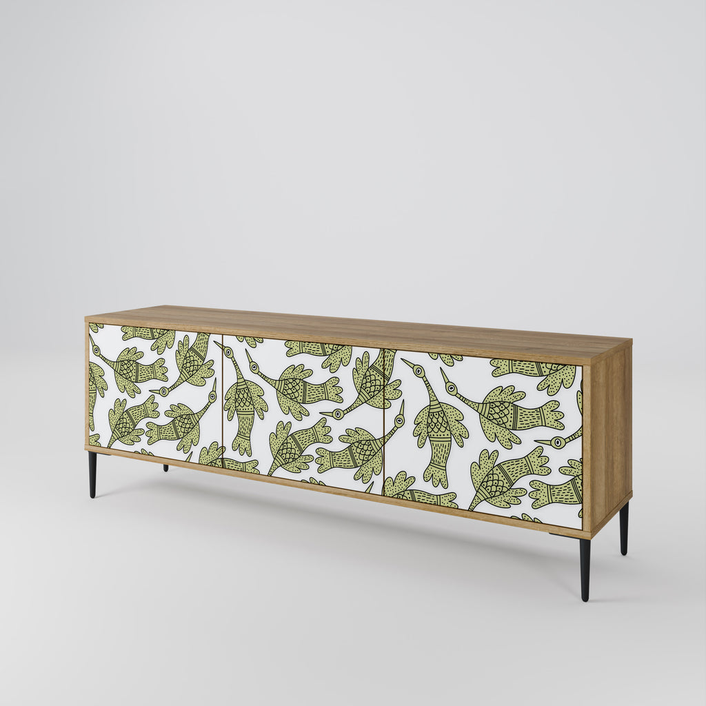 Mueble de TV de 3 puertas SEEDLING SONGBIRD con efecto roble
