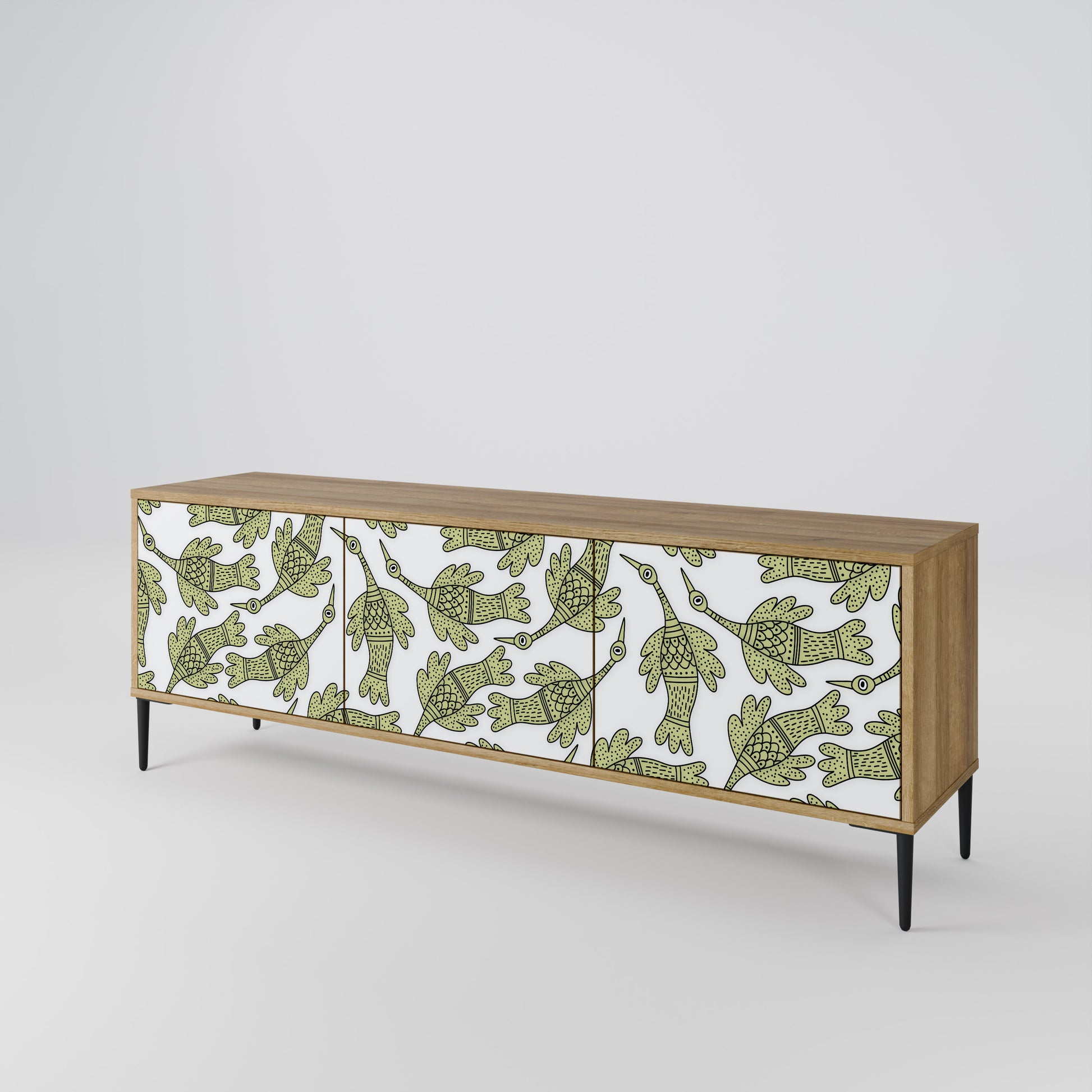 SEEDLING SONGBIRD 3-Door TV Stand in Oak Effect