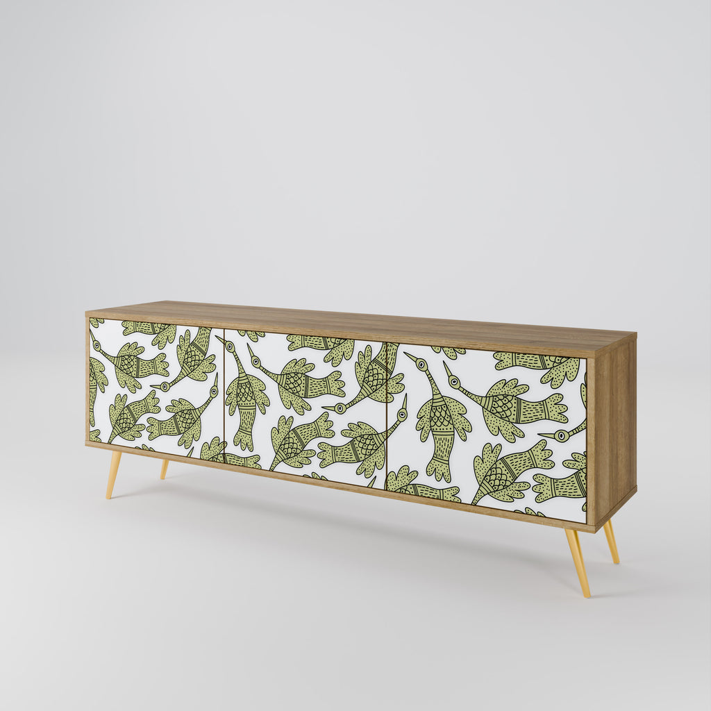 Mueble de TV de 3 puertas SEEDLING SONGBIRD con efecto roble