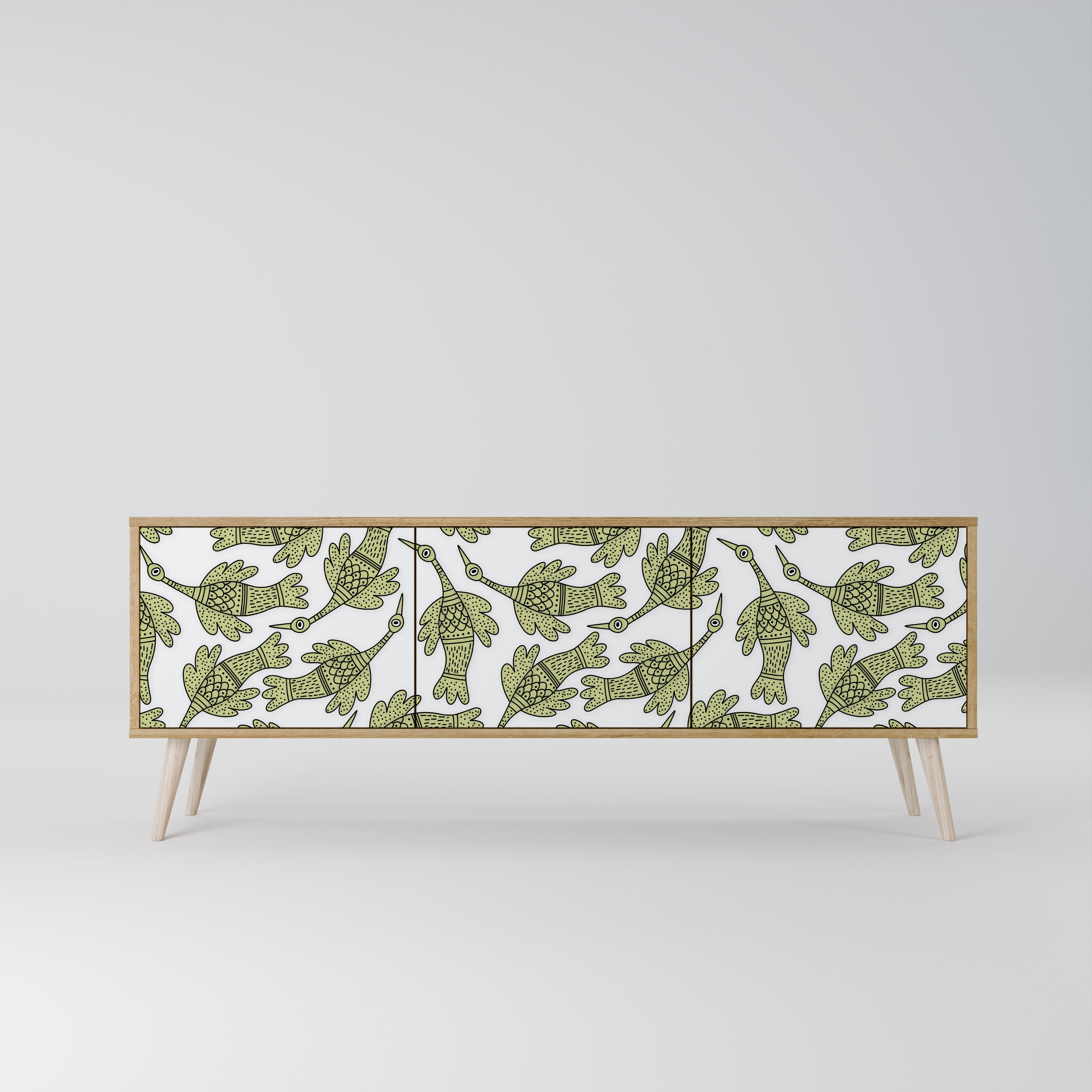 SEEDLING SONGBIRD 3-Door TV Stand in Oak Effect