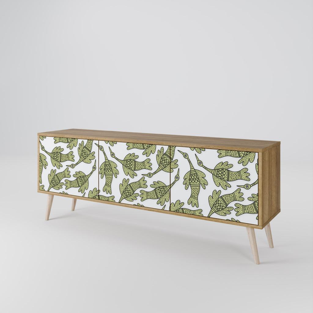 Mueble de TV de 3 puertas SEEDLING SONGBIRD con efecto roble