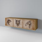 STEAMPUNK CLAN 3-Door TV Stand in Oak Effect