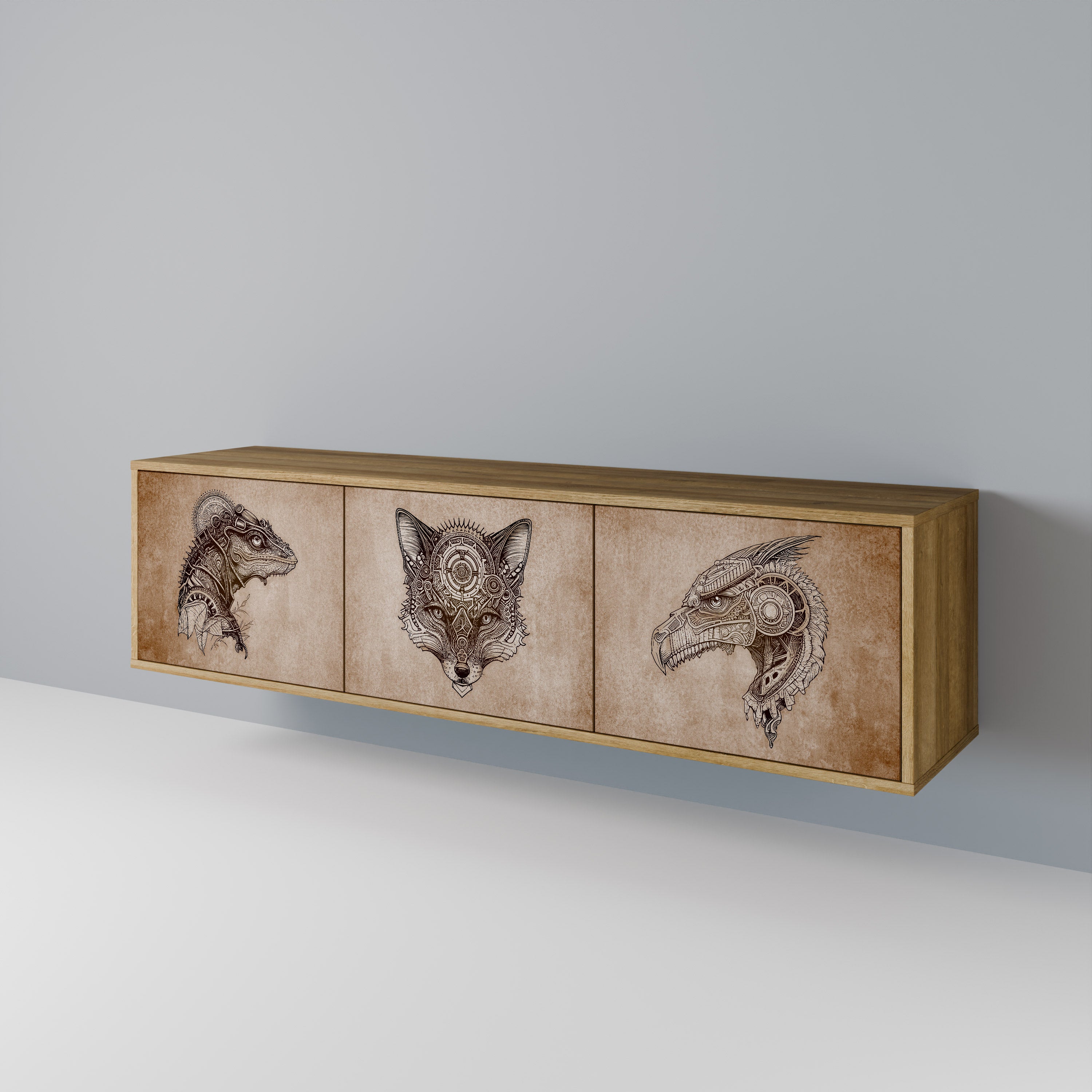 STEAMPUNK CLAN Mueble de TV de 3 Puertas