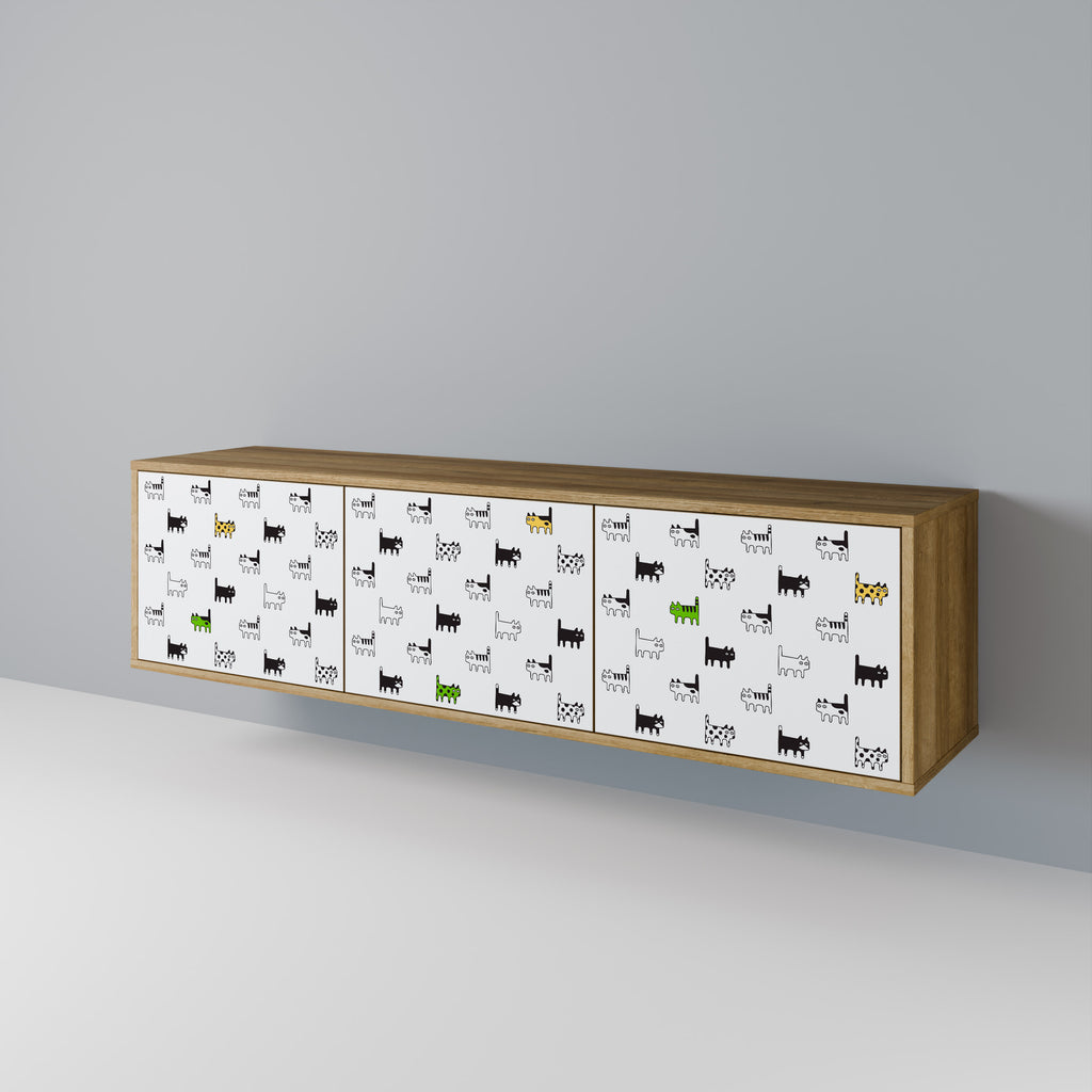 CATS COMPILATION 3-Door TV Stand in Oak Effect
