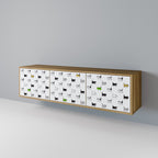 CATS COMPILATION Mueble de TV de 3 Puertas en Efecto Roble