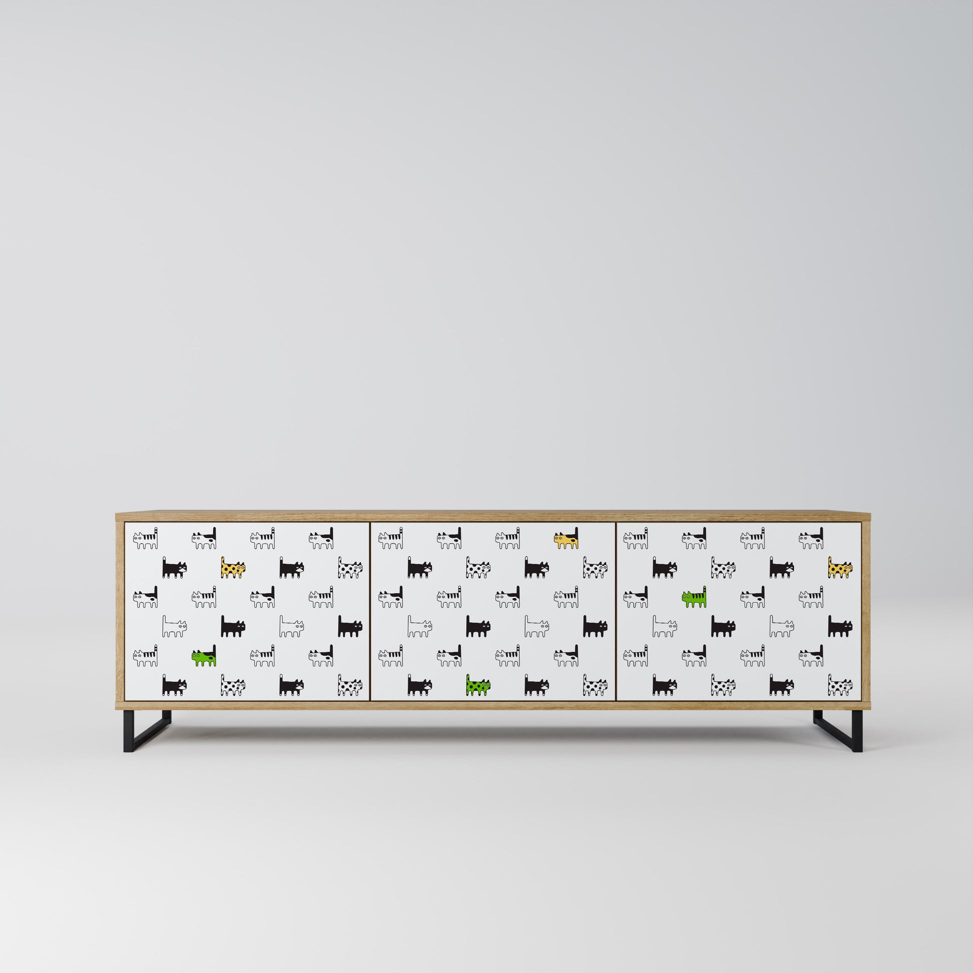CATS COMPILATION 3-Door TV Stand in Oak Effect