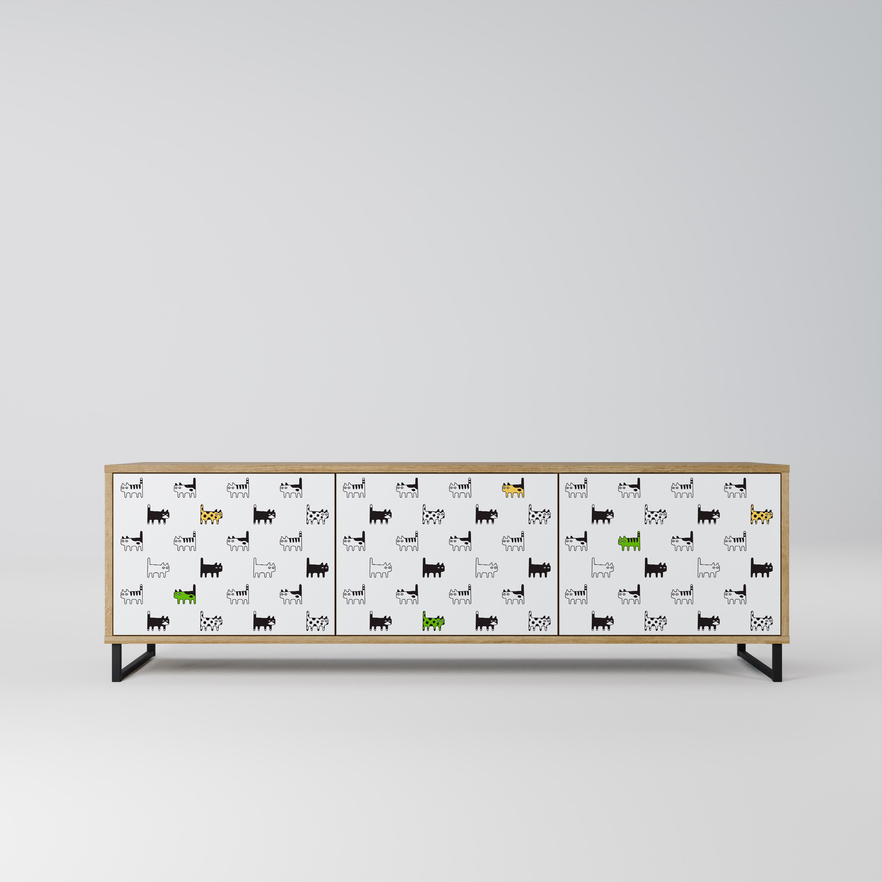 CATS COMPILATION 3-Door TV Stand in Oak Effect