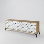 CATS COMPILATION Mueble de TV de 3 Puertas en Efecto Roble