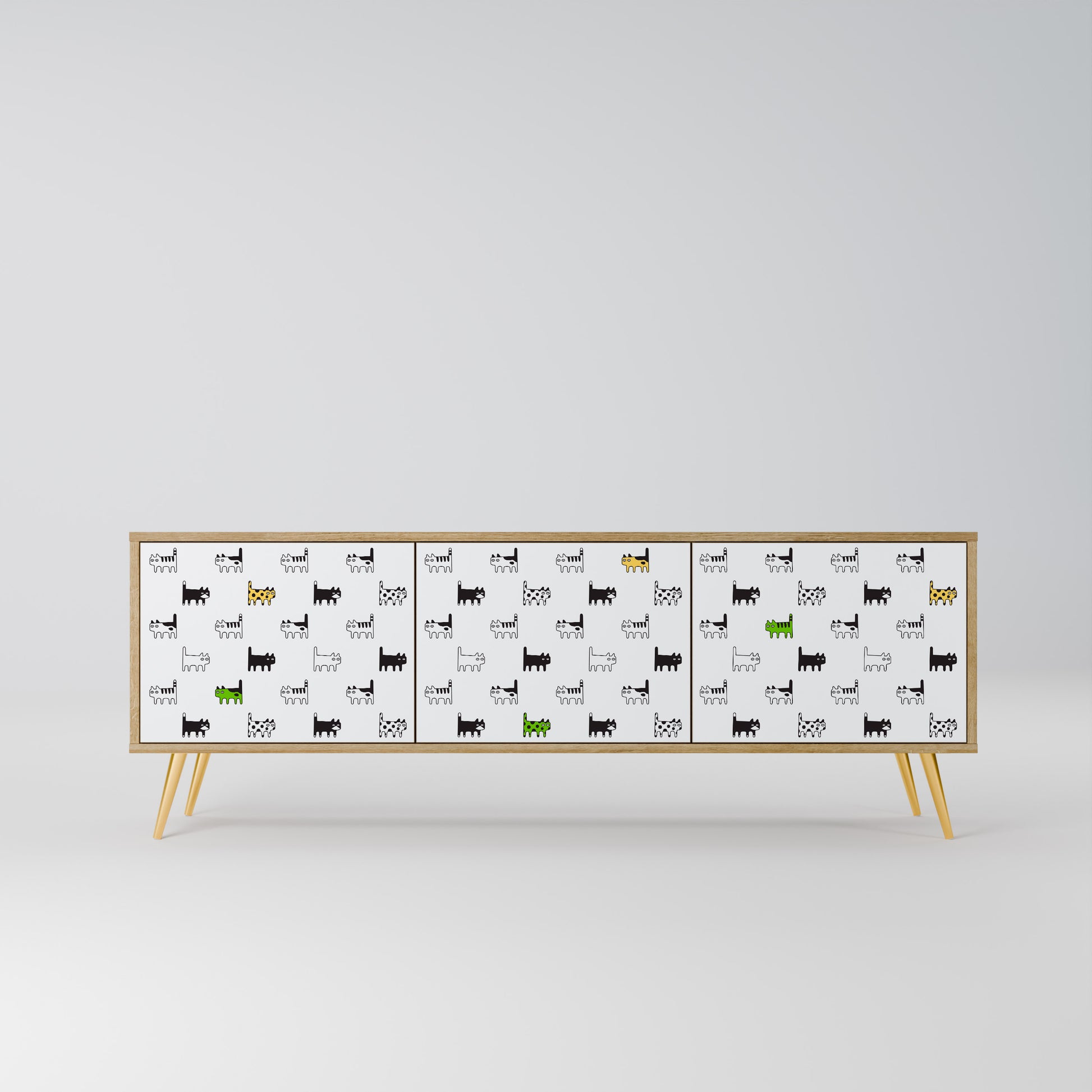 CATS COMPILATION 3-Door TV Stand in Oak Effect