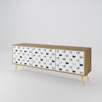 CATS COMPILATION Mueble de TV de 3 Puertas en Efecto Roble