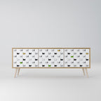 CATS COMPILATION Mueble de TV de 3 Puertas en Efecto Roble