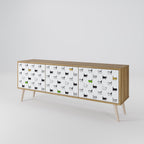 CATS COMPILATION Mueble de TV de 3 Puertas en Efecto Roble