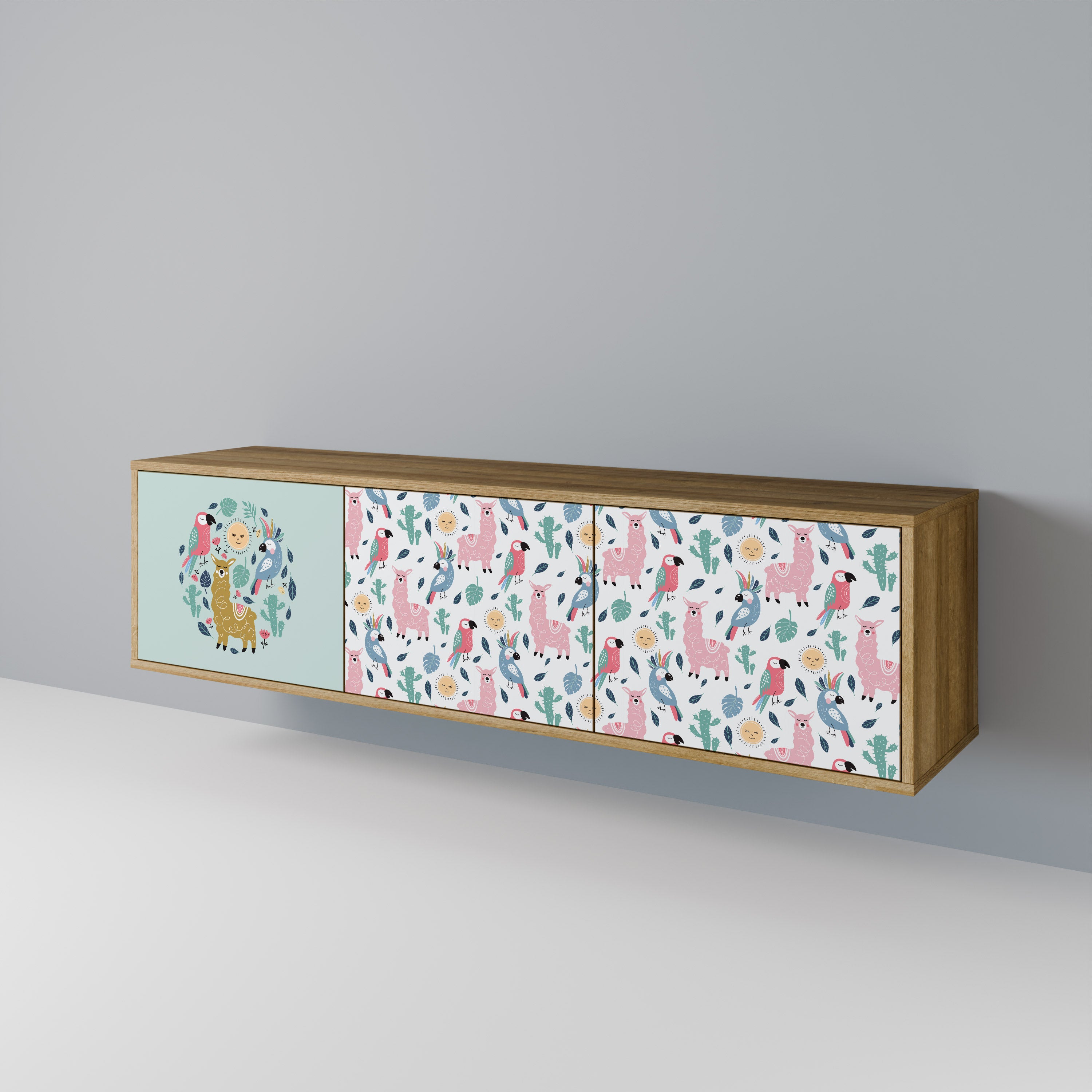 COLORFUL ALPACAS Mueble de TV de 3 Puertas