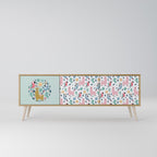 COLORFUL ALPACAS Mueble de TV de 3 Puertas en Efecto Roble