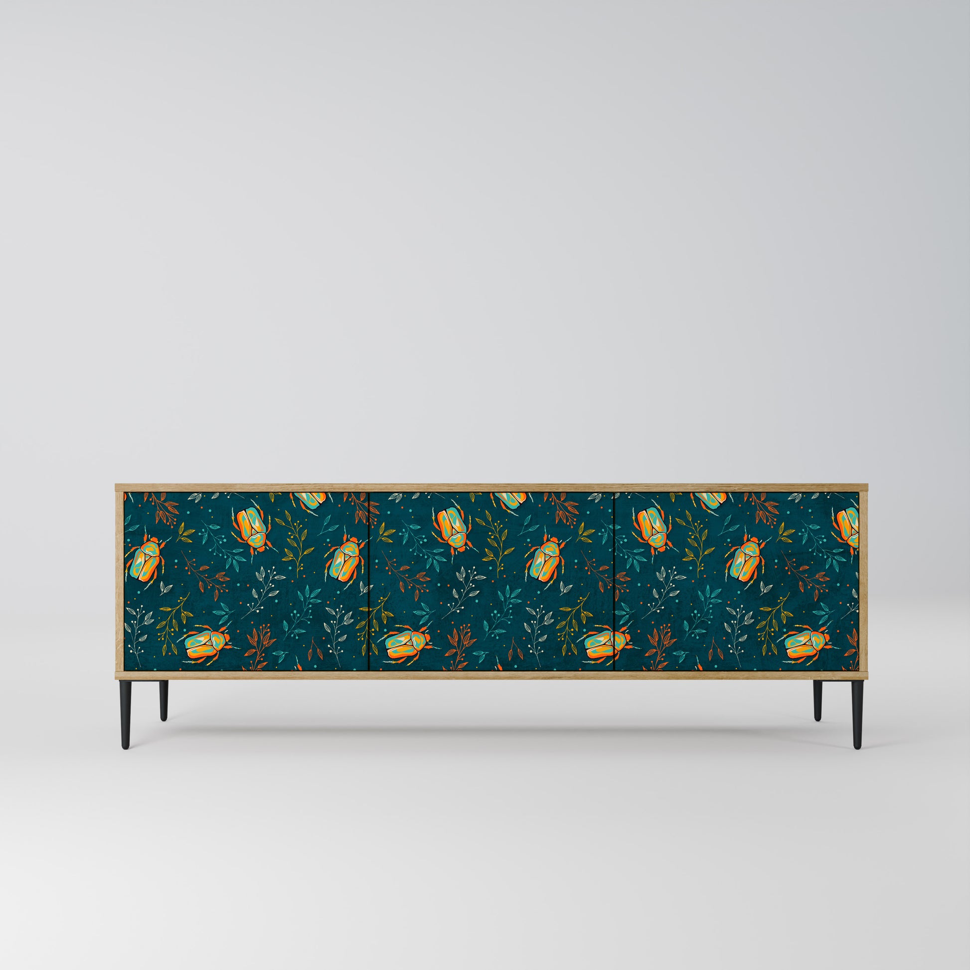 AUTUMN INSECTS 3-Door TV Stand in Oak Effect