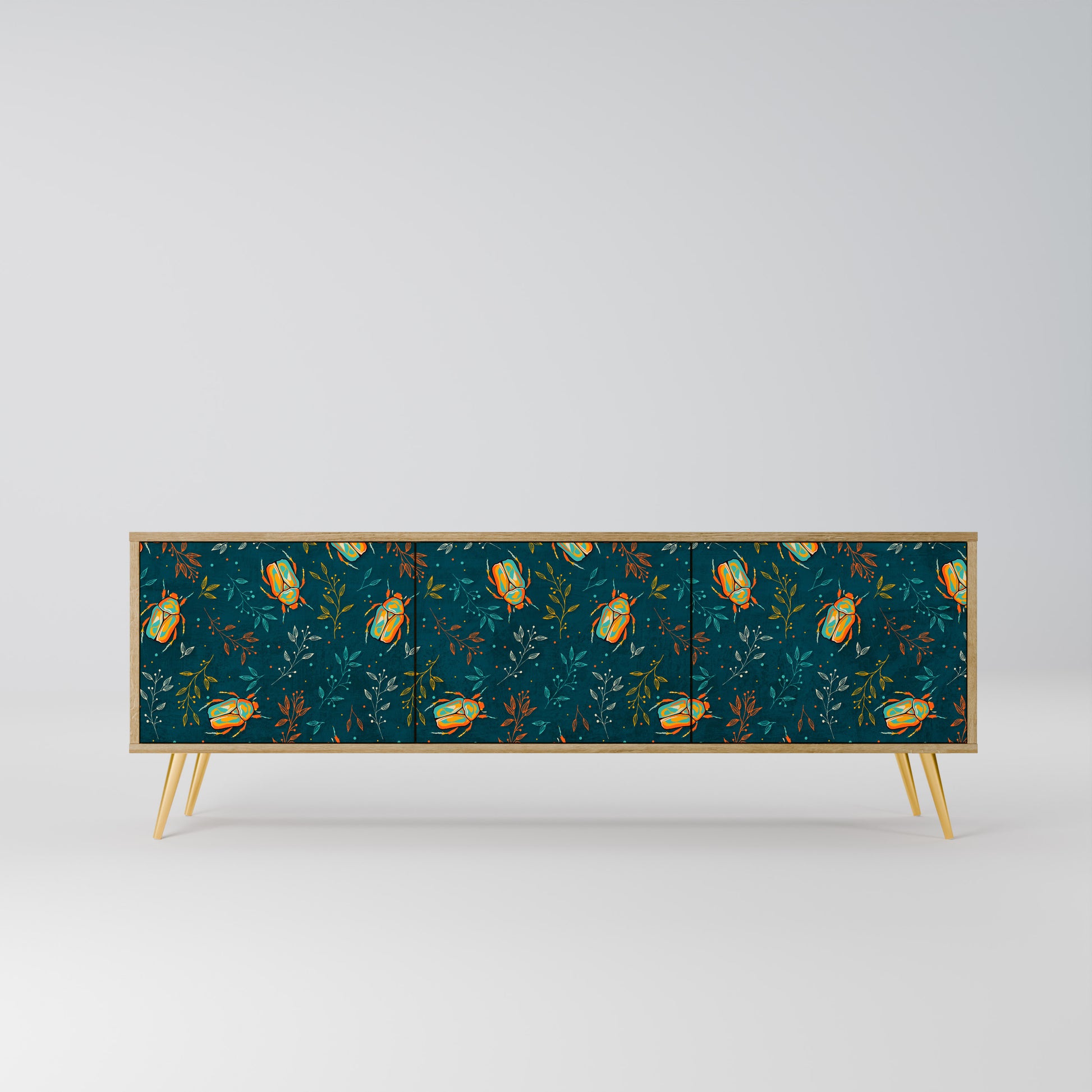 AUTUMN INSECTS 3-Door TV Stand in Oak Effect