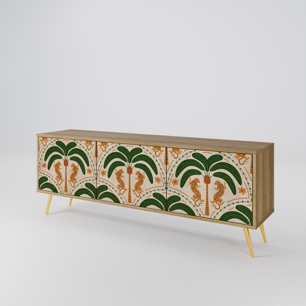 DANCING PREDATORS 3-Door TV Stand in Oak Effect